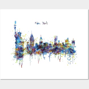 New York Watercolor Skyline Posters and Art